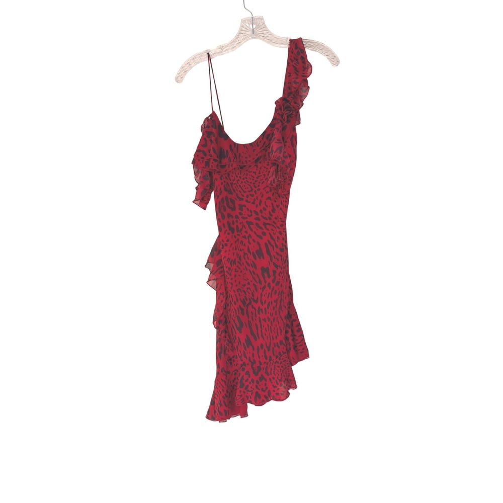I.AM.GIA Julietta Mini Dress Red Leopard Mini Bodycon‎ Chiffon Ruffle Medium